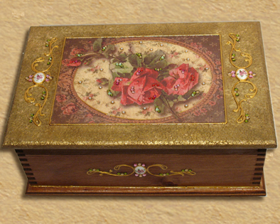 Shabby chic Roses - jewelry box R4