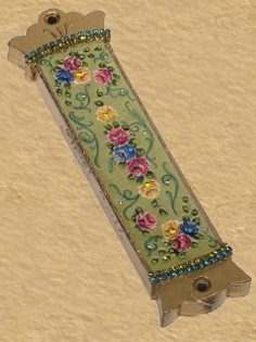 Mezuzah Roses on Green K