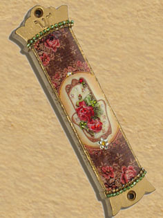 Romantic Roses Mezuzah with Hamsa U