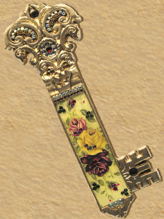 Key Mezuzah design Yellow roses F